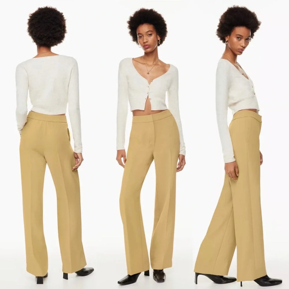 NWT Aritzia Wilfred Alanya Pant Short Sandy Beige Size 6 High-waisted wide-leg